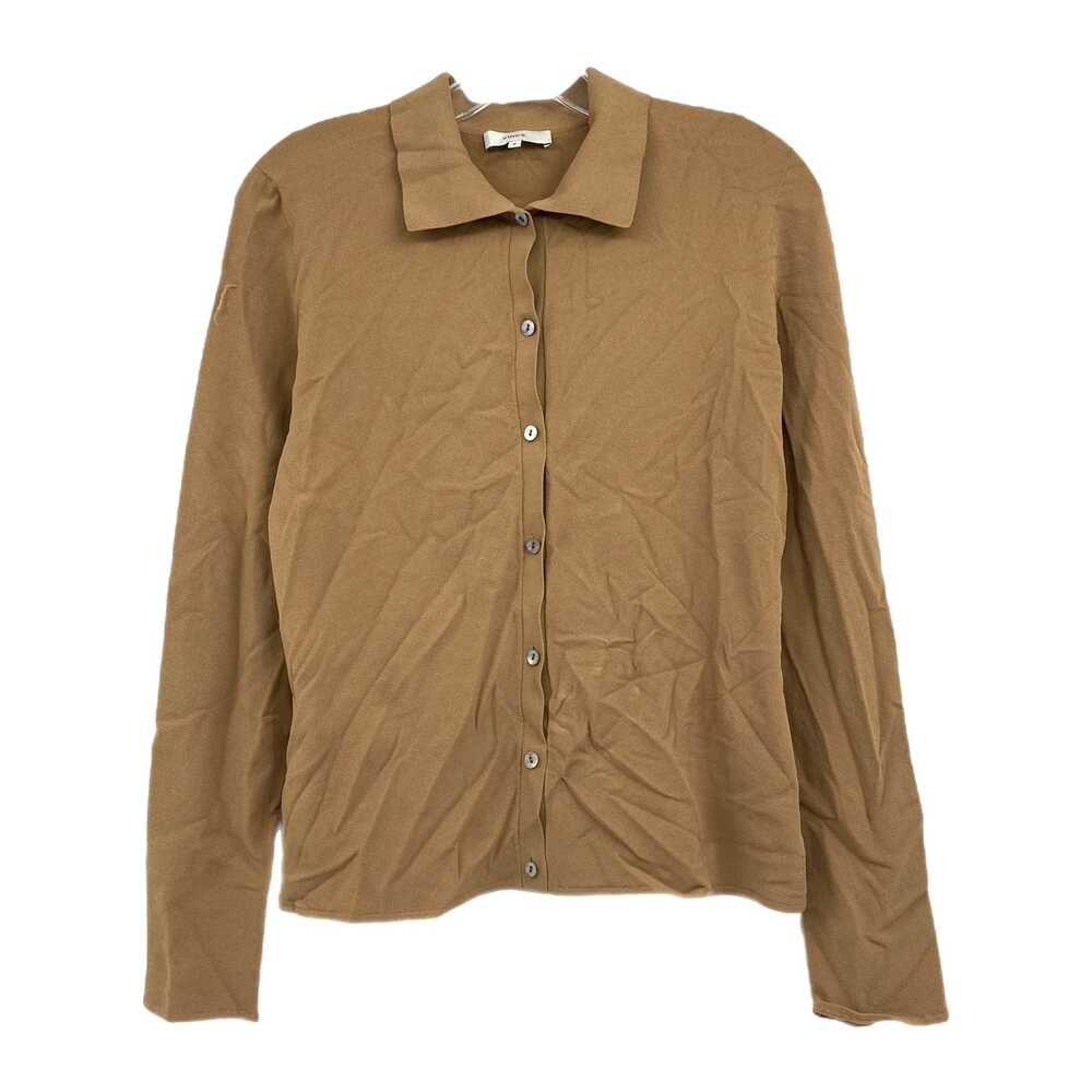 Vince Brown Button-Up Shirt Knot Stretch Knit | Womens M